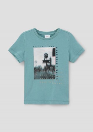 s.Oliver Baumwollshirt mit Frontprint - ozeangrün