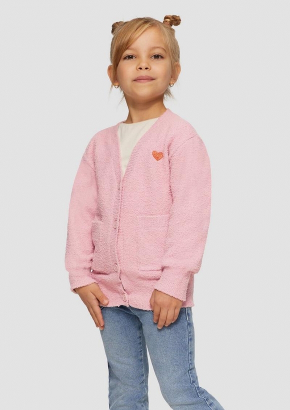 s.Oliver Lange Strickjacke aus Bouclé - zartrosa