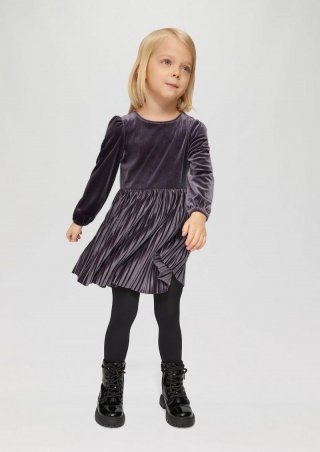 s.Oliver Samtkleid mit plissiertem Rock - flieder