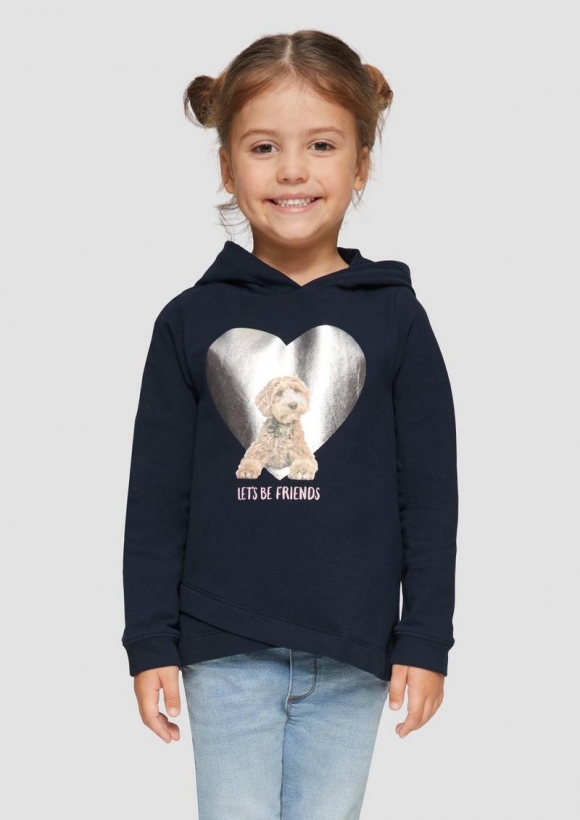 s.Oliver Sweatshirt mit Metallic-Print - navy