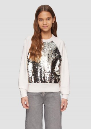s.Oliver Sweatshirt mit Pailletten - ecru
