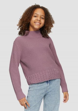 s.Oliver Pullover im Boxy-Schnitt mit Stehkragen - lavendel