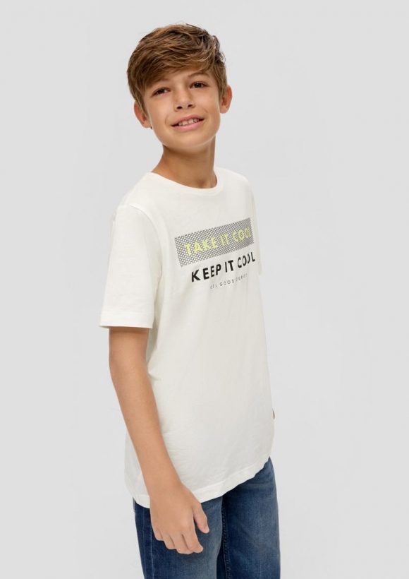 s.Oliver T-Shirt mit Schriftprint - creme