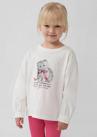 s.Oliver Longsleeve im Loose Fit mit Frontprint - creme
