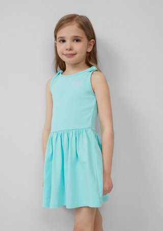 s.Oliver Ausgestelltes Kleid mit Knotendetail und Stickerei - helles türkis
