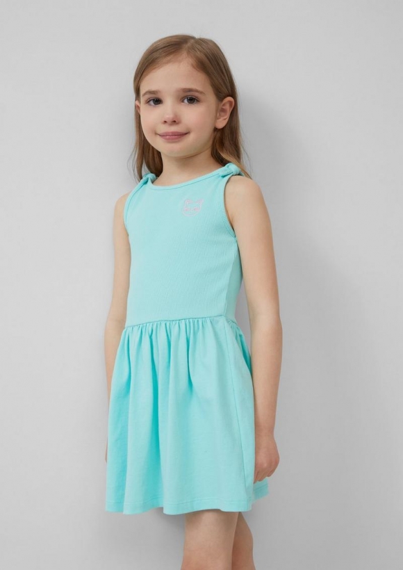 s.Oliver Ausgestelltes Kleid mit Knotendetail und Stickerei - helles türkis