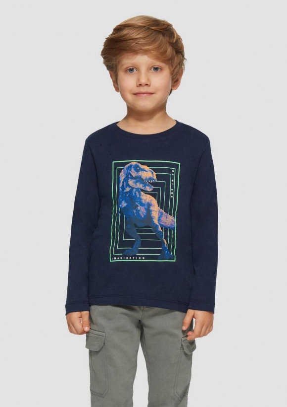 s.Oliver Longsleeve mit Dino-Print - navy