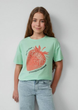 s.Oliver Boxy T-Shirt mit Frontprint - ozeangrün