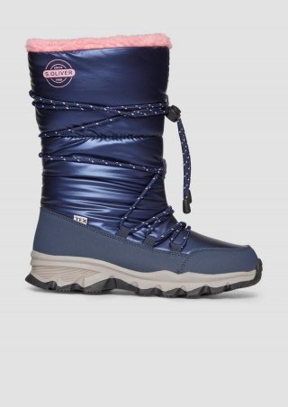 s.Oliver Warm gefütterte Boots in schimmernder Optik - navy