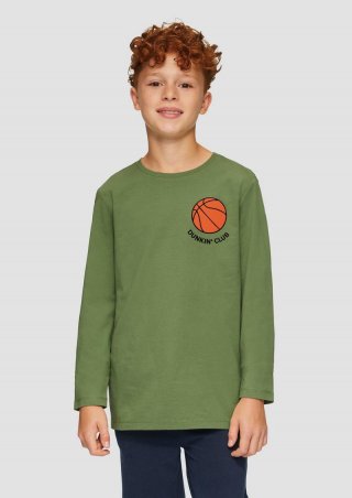 s.Oliver Langarmshirt mit gummiertem Print - grün
