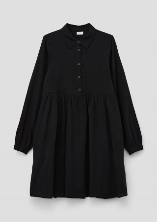s.Oliver Weites Hemdblusenkleid mit Crinkle-Struktur - schwarz