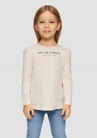 s.Oliver Print-Shirt mit Schmucksteinen - helles sand