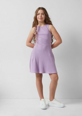 s.Oliver Kurzes Kleid aus Rippware mit Cut-out - lavendel