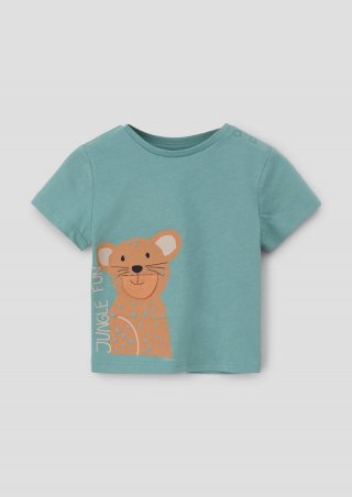 s.Oliver T-Shirt mit Artwork - helles petrol
