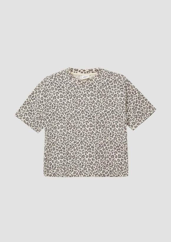 s.Oliver T-Shirt im Boxy Fit mit All-over-Print - creme