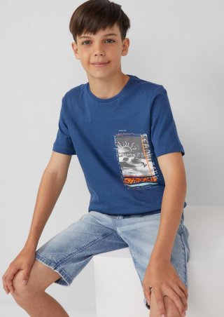 s.Oliver Jersey-T-Shirt mit Frontprint - dunkelblau