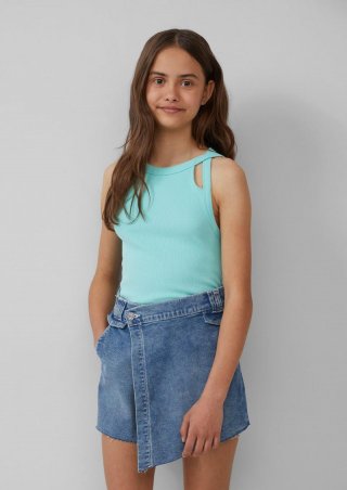 s.Oliver Verkürztes Tanktop aus Rippware mit Cut-outs - helles türkis