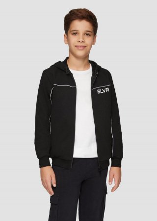 s.Oliver Sweatshirtjacke mit dekorativen Reflektor-Details - schwarz