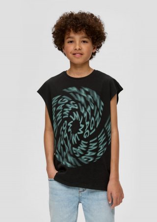 s.Oliver Oversized Top mit Grafikprint - schwarz