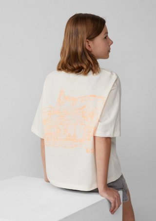 s.Oliver T-Shirt im Boxy Fit mit Rückenprint - natur