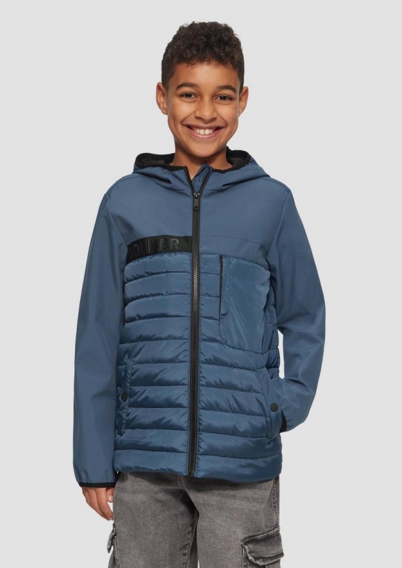 s.Oliver Softshelljacke im Materialmix mit Kapuze - hellblau