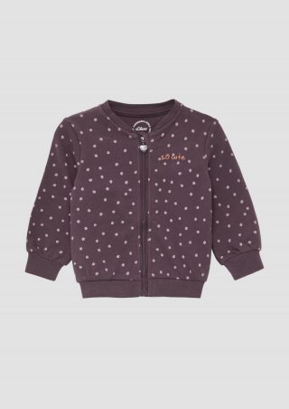 s.Oliver Gemusterte Sweatshirtjacke mit Rippbündchen - lila