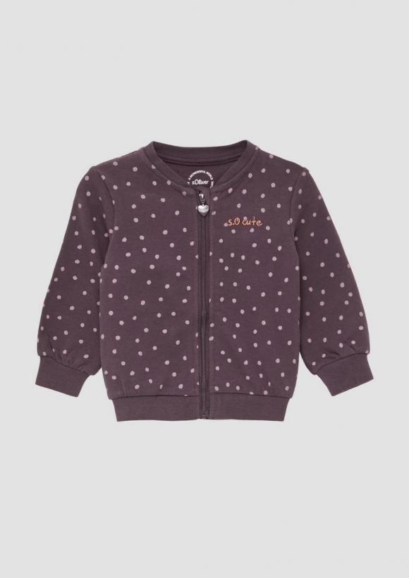 s.Oliver Gemusterte Sweatshirtjacke mit Rippbündchen - lila