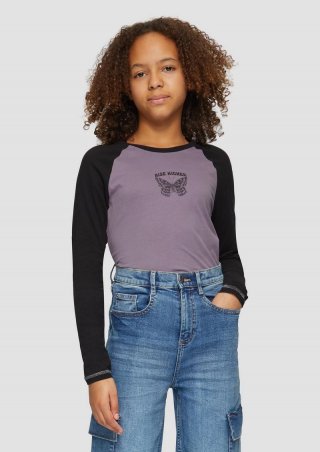 s.Oliver Raglanshirt mit Front-Print - flieder