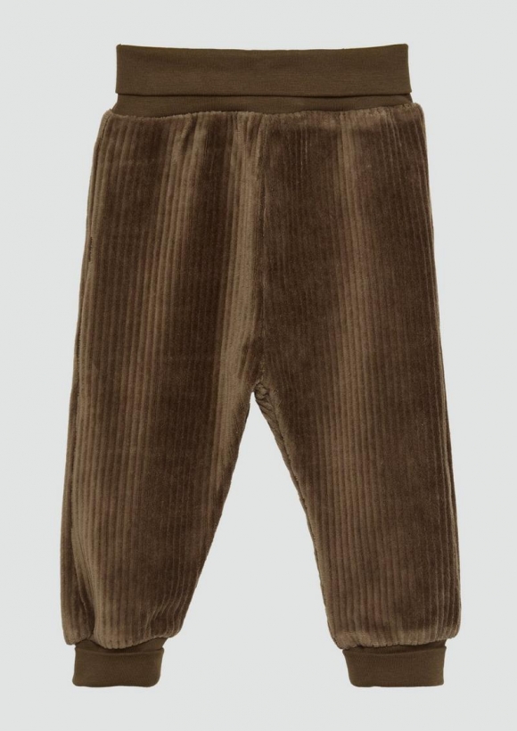 s.Oliver Elastische Jogpants in Cordoptik mit Umschlagbund - mokka