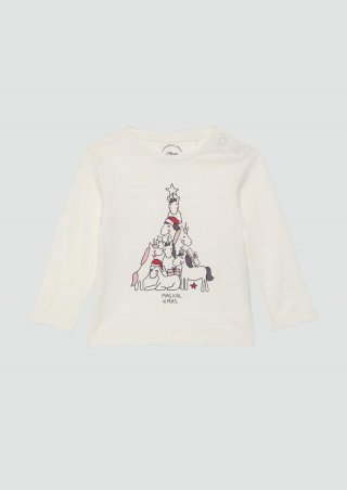 s.Oliver Longsleeve mit Weihnachtsmotiv - ecru