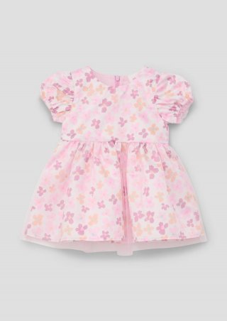 s.Oliver Rüschenkleid mit All-over-Print - rosa