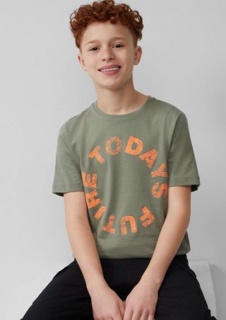 s.Oliver T-Shirt mit Frontprint - olivgrün