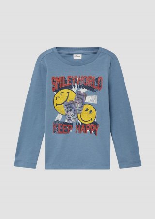 s.Oliver Jersey-Longsleeve mit Smiley®-Print - blau
