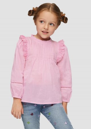 s.Oliver Bluse mit Lochstickerei und Rüschen - rosa