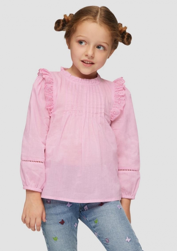 s.Oliver Bluse mit Lochstickerei und Rüschen - rosa