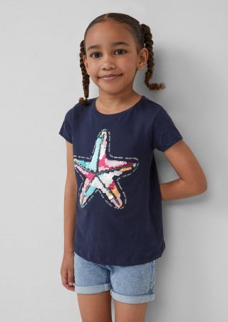 s.Oliver T-Shirt im A-Shape mit Wendepailletten - navy