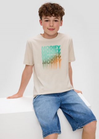 s.Oliver T-Shirt mit Statement-Print - helles beige