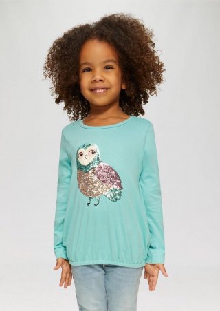 s.Oliver O-Shape-Langarmshirt mit Glitzer und Pailletten - helles türkis