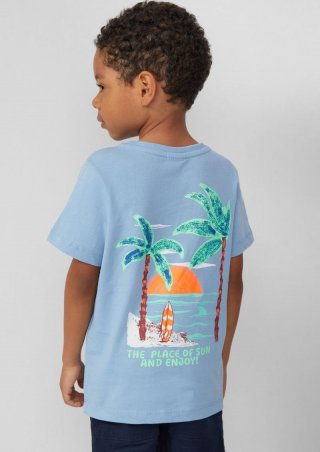 s.Oliver Baumwoll-T-Shirt mit Front- und Rückenprint - himmelblau