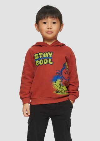 s.Oliver Wärmendes Kapuzen-Sweatshirt mit Frontprint - rubinrot