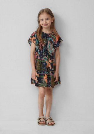 s.Oliver Gemustertes Kleid aus satinierter Viskose - navy