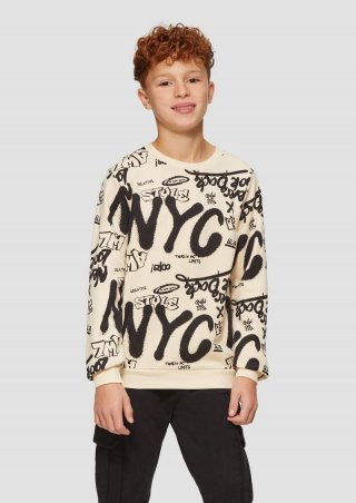 s.Oliver Sweatshirt mit All-over-Print - helles sand