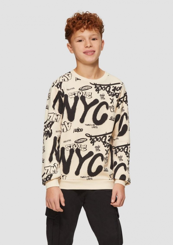 s.Oliver Sweatshirt mit All-over-Print - helles sand