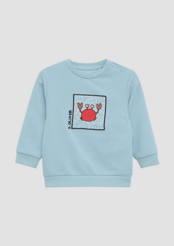 s.Oliver Sweatshirt aus Baumwollstretch mit Frontprint - himmelblau