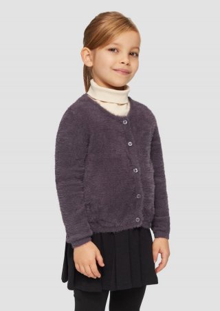 s.Oliver Flauschige Strickjacke aus Effekt-Garn - lila