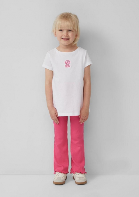 s.Oliver Ausgestelltes T-Shirt mit Stickerei - weiß