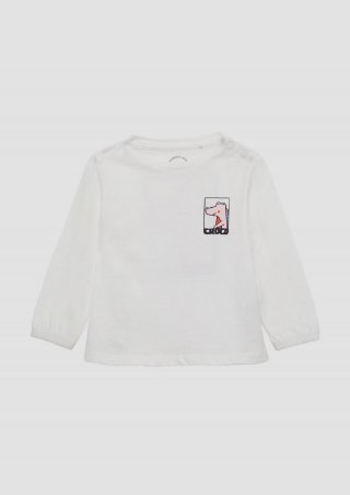 s.Oliver Longsleeve in A-Shape mit Front- und Rückenprint - weiß