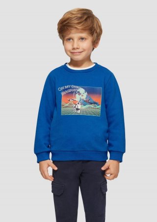 s.Oliver Wärmendes Sweatshirt mit gummiertem Frontprint - royalblau