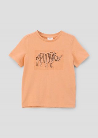 s.Oliver Locker geschnittenes T-Shirt mit Frontprint - mango