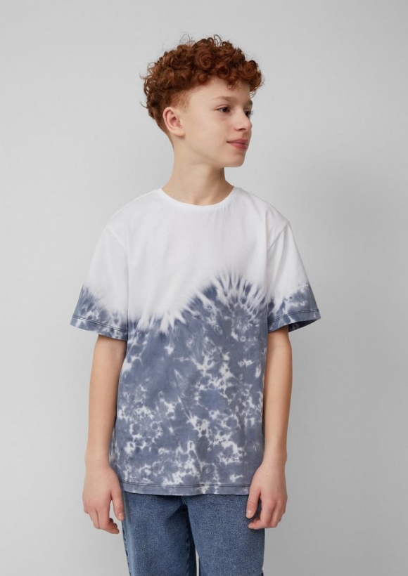 s.Oliver T-Shirt mit Batikmuster und überschnittenen Schultern - hellblau